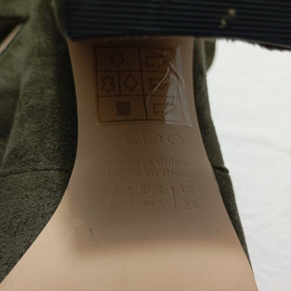 Aldo Womens Boots Suede Ankle Size 8 With Zipper Closure Olive Green High Heels - Picture 11 of 12